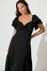 Black Satin Maxi Dress by Constantine
